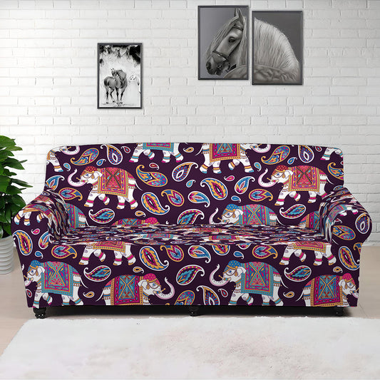 Vintage Indian Elephant Pattern Print Sofa Cover