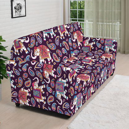 Vintage Indian Elephant Pattern Print Sofa Cover