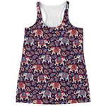 Vintage Indian Elephant Pattern Print Women's Racerback Tank Top
