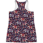 Vintage Indian Elephant Pattern Print Women's Racerback Tank Top