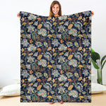 Vintage Indian Floral Pattern Print Blanket