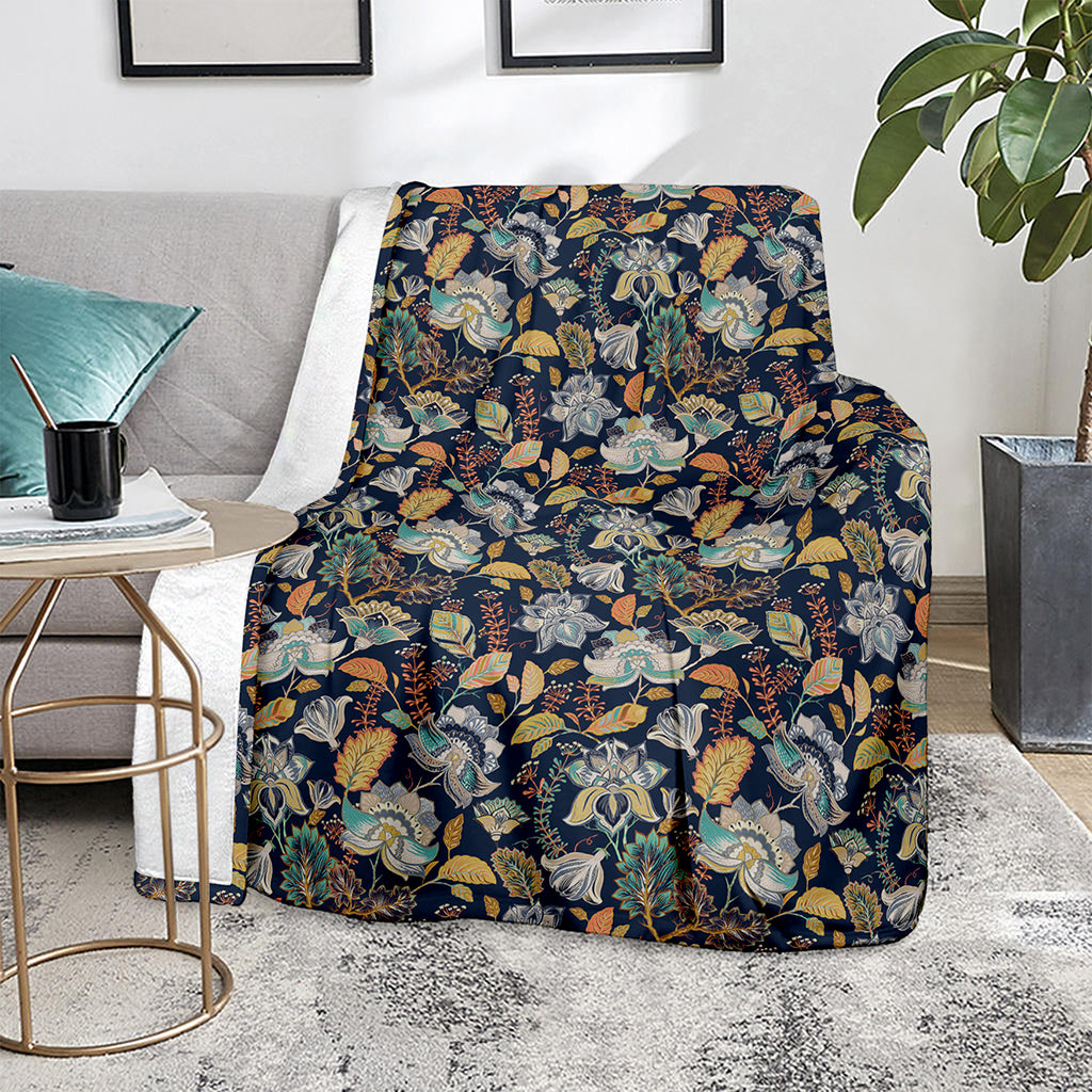 Vintage Indian Floral Pattern Print Blanket