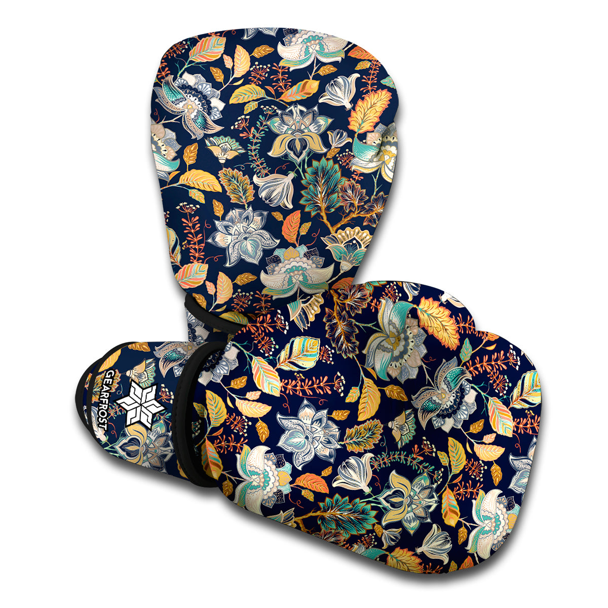 Vintage Indian Floral Pattern Print Boxing Gloves