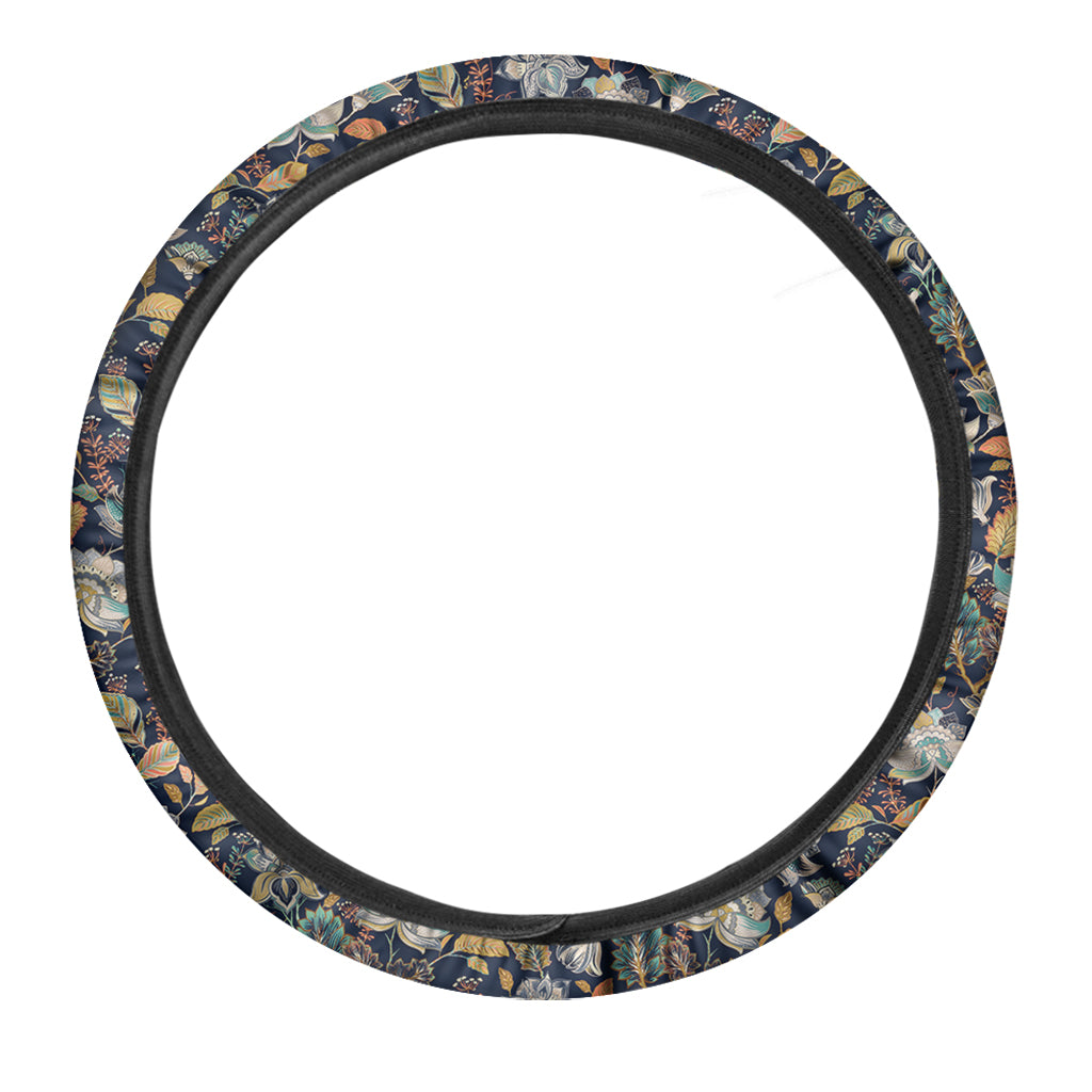 Vintage Indian Floral Pattern Print Car Steering Wheel Cover