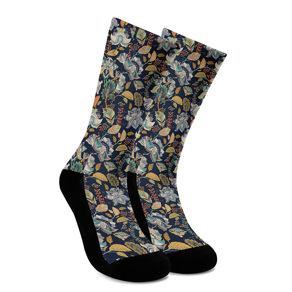 Vintage Indian Floral Pattern Print Crew Socks