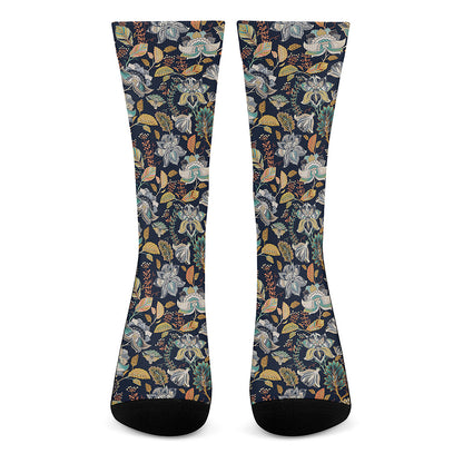 Vintage Indian Floral Pattern Print Crew Socks