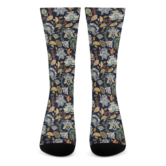 Vintage Indian Floral Pattern Print Crew Socks