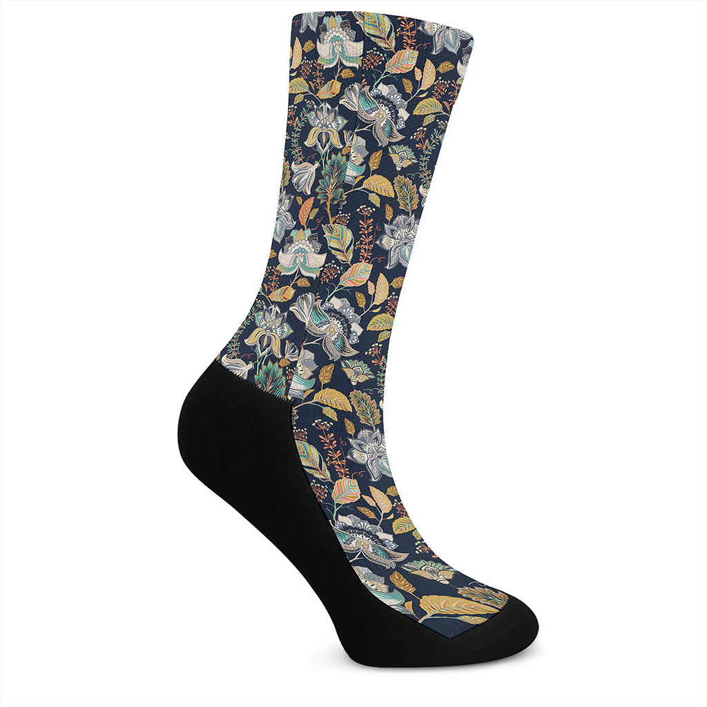 Vintage Indian Floral Pattern Print Crew Socks