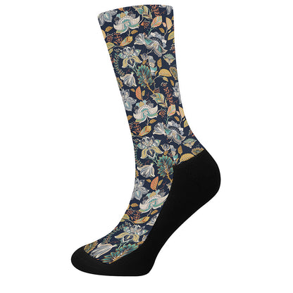 Vintage Indian Floral Pattern Print Crew Socks