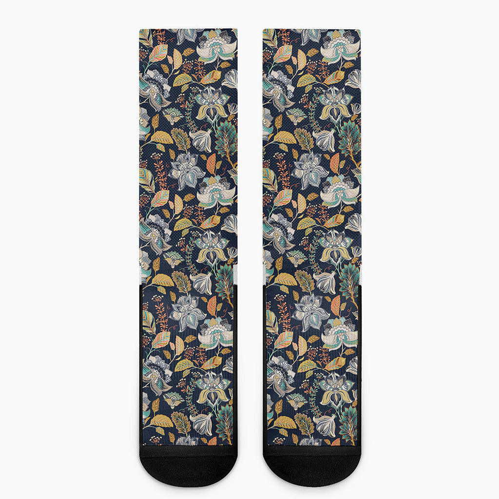 Vintage Indian Floral Pattern Print Crew Socks