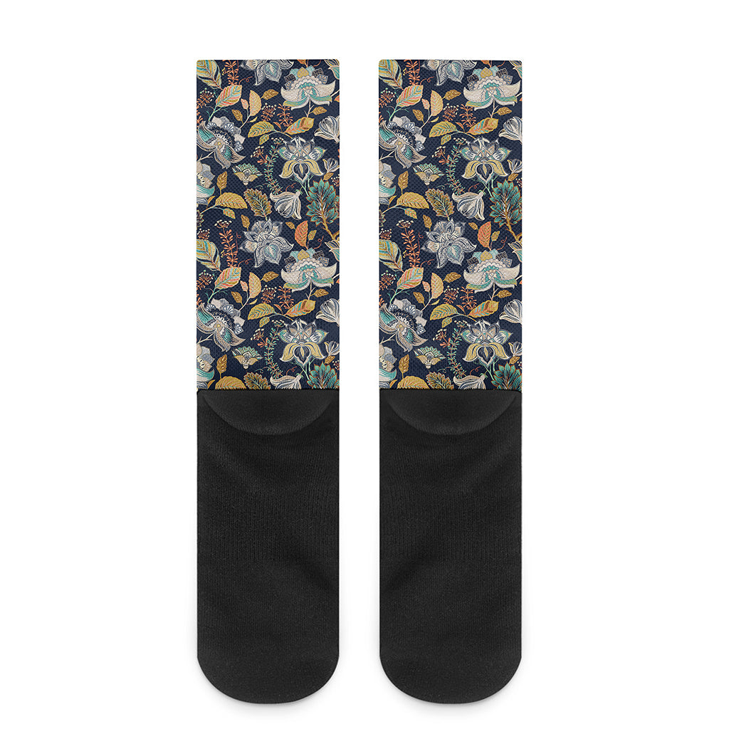 Vintage Indian Floral Pattern Print Crew Socks