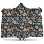 Vintage Indian Floral Pattern Print Hooded Blanket