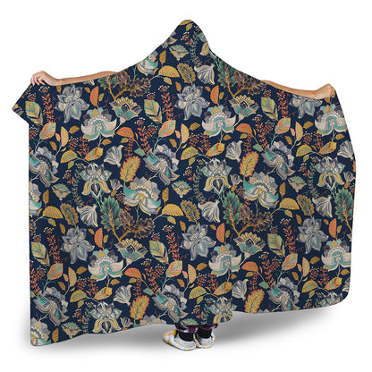 Vintage Indian Floral Pattern Print Hooded Blanket
