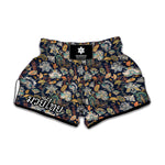Vintage Indian Floral Pattern Print Muay Thai Boxing Shorts