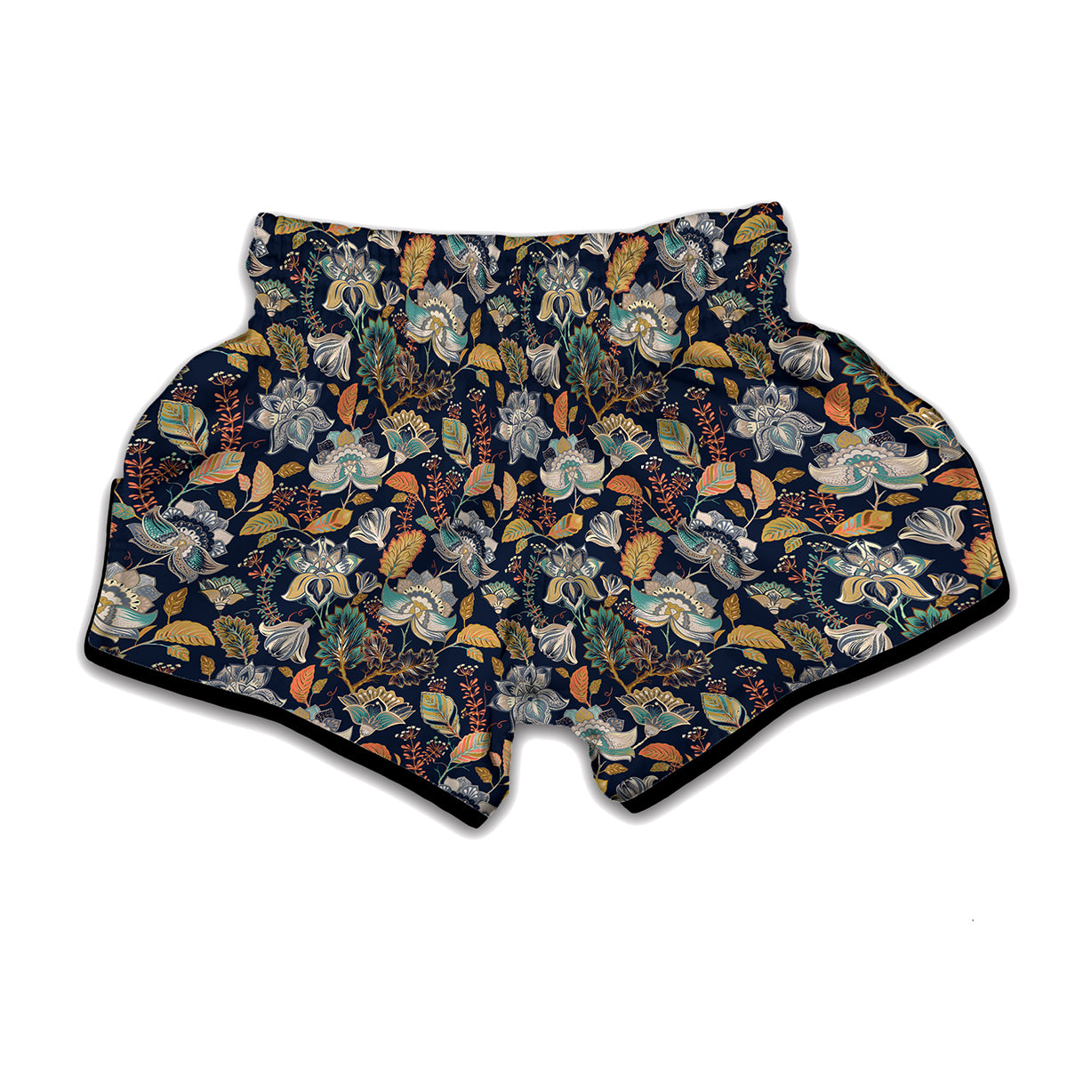 Vintage Indian Floral Pattern Print Muay Thai Boxing Shorts