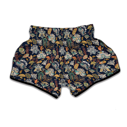 Vintage Indian Floral Pattern Print Muay Thai Boxing Shorts