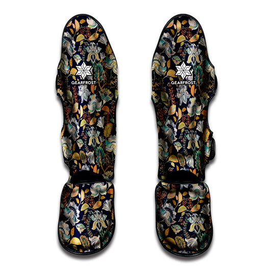 Vintage Indian Floral Pattern Print Muay Thai Shin Guard
