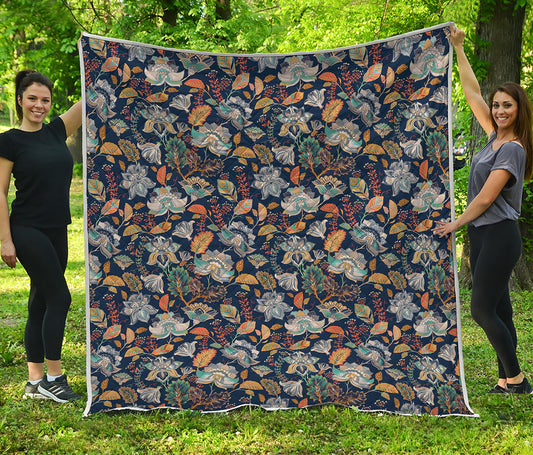 Vintage Indian Floral Pattern Print Quilt