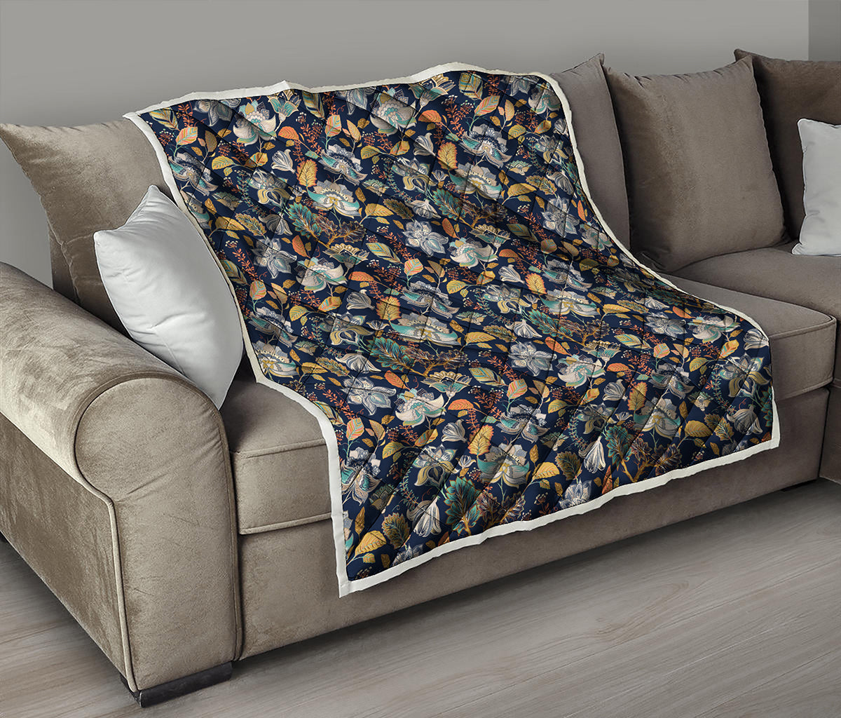 Vintage Indian Floral Pattern Print Quilt