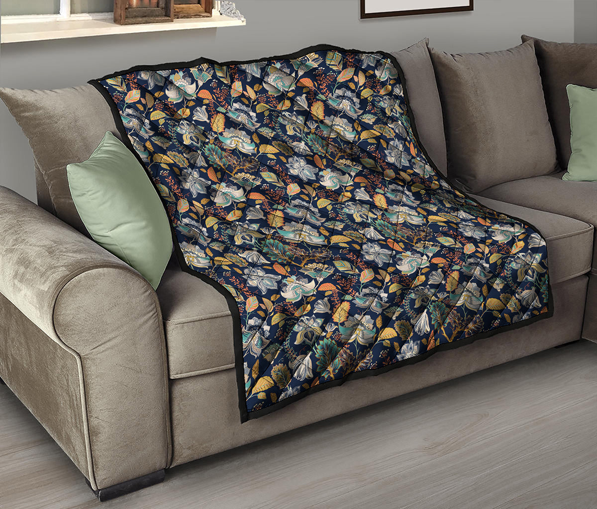 Vintage Indian Floral Pattern Print Quilt