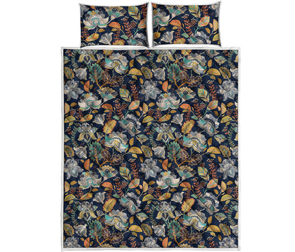 Vintage Indian Floral Pattern Print Quilt Bed Set