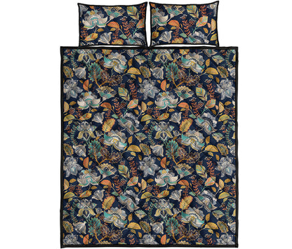 Vintage Indian Floral Pattern Print Quilt Bed Set