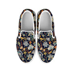 Vintage Indian Floral Pattern Print White Slip On Shoes