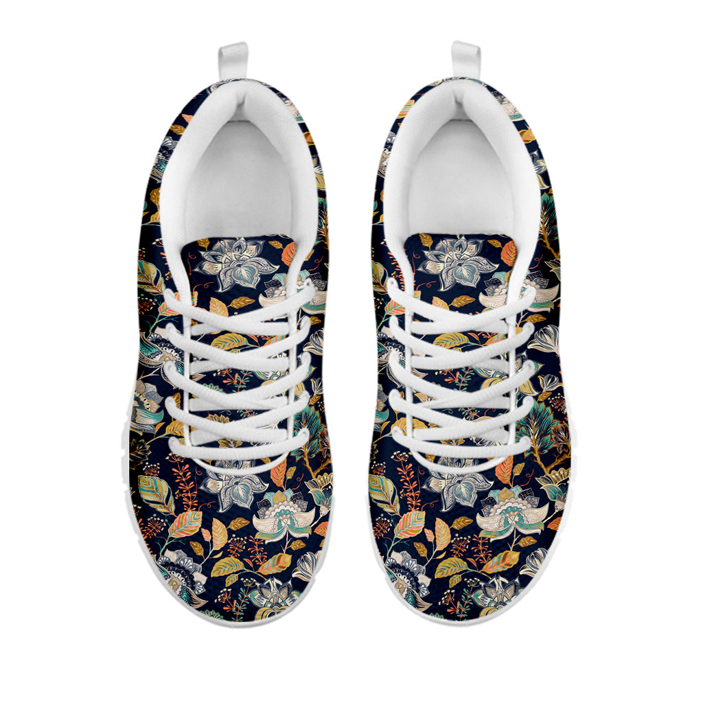 Vintage Indian Floral Pattern Print White Sneakers