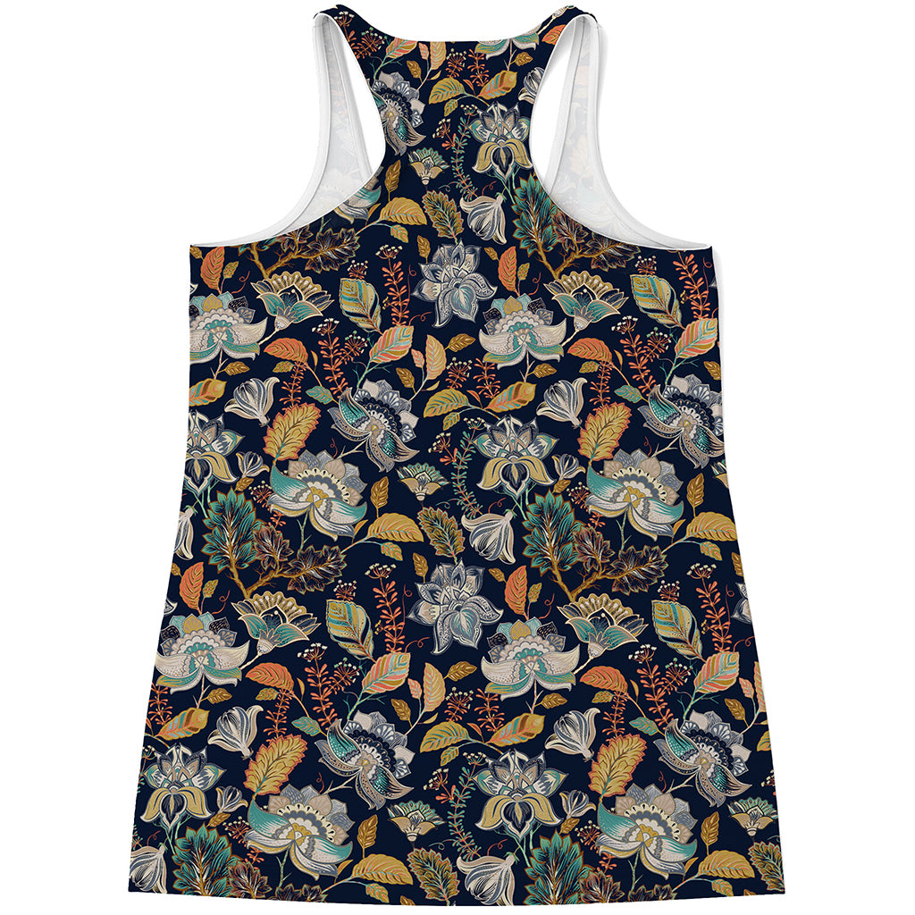 Vintage Indian Floral Pattern Print Women's Racerback Tank Top