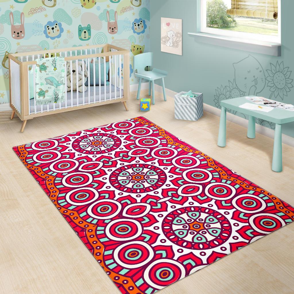 Vintage Indian Mandala Print Area Rug GearFrost