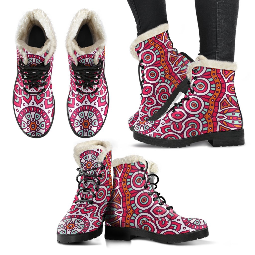 Vintage Indian Mandala Print Comfy Boots GearFrost