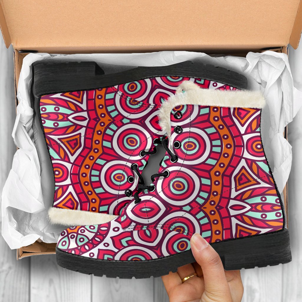 Vintage Indian Mandala Print Comfy Boots GearFrost