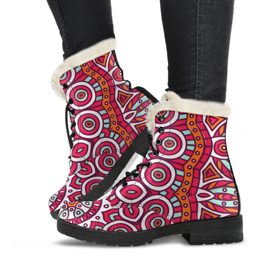 Vintage Indian Mandala Print Comfy Boots GearFrost