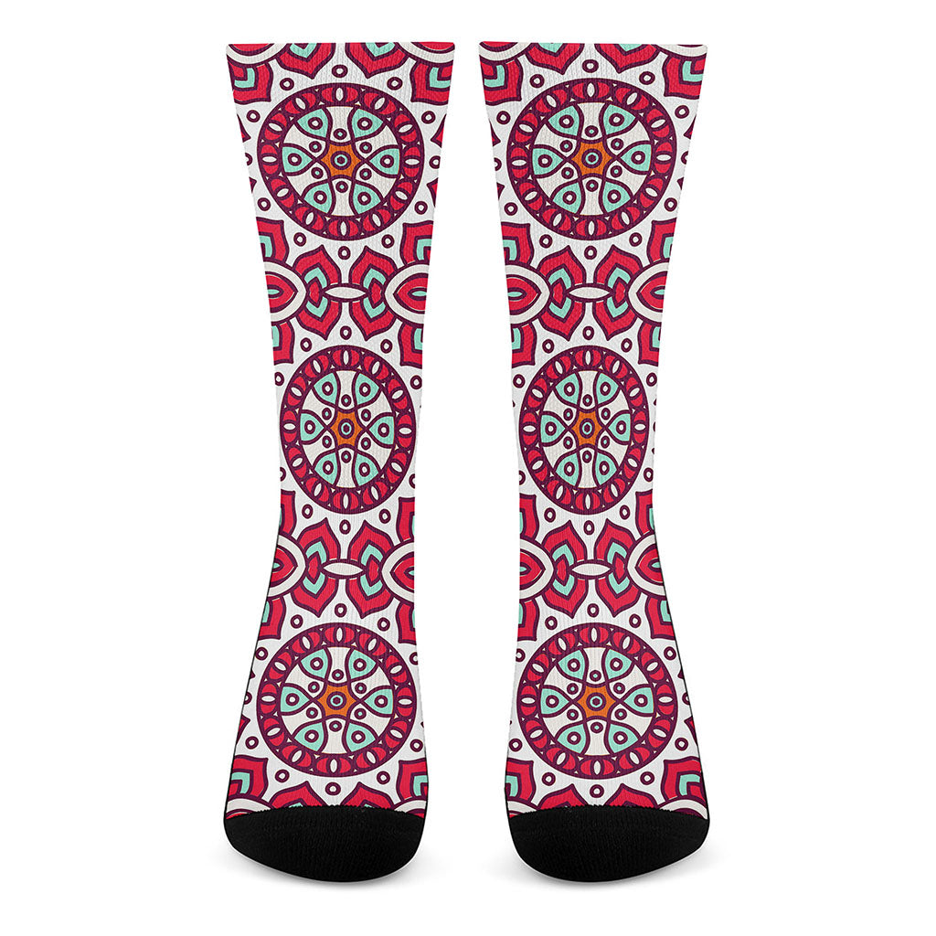 Vintage Indian Mandala Print Crew Socks