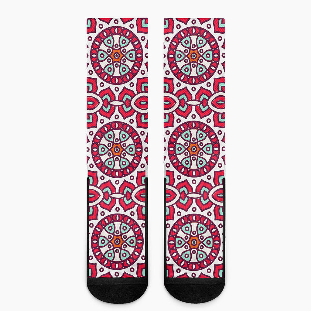 Vintage Indian Mandala Print Crew Socks