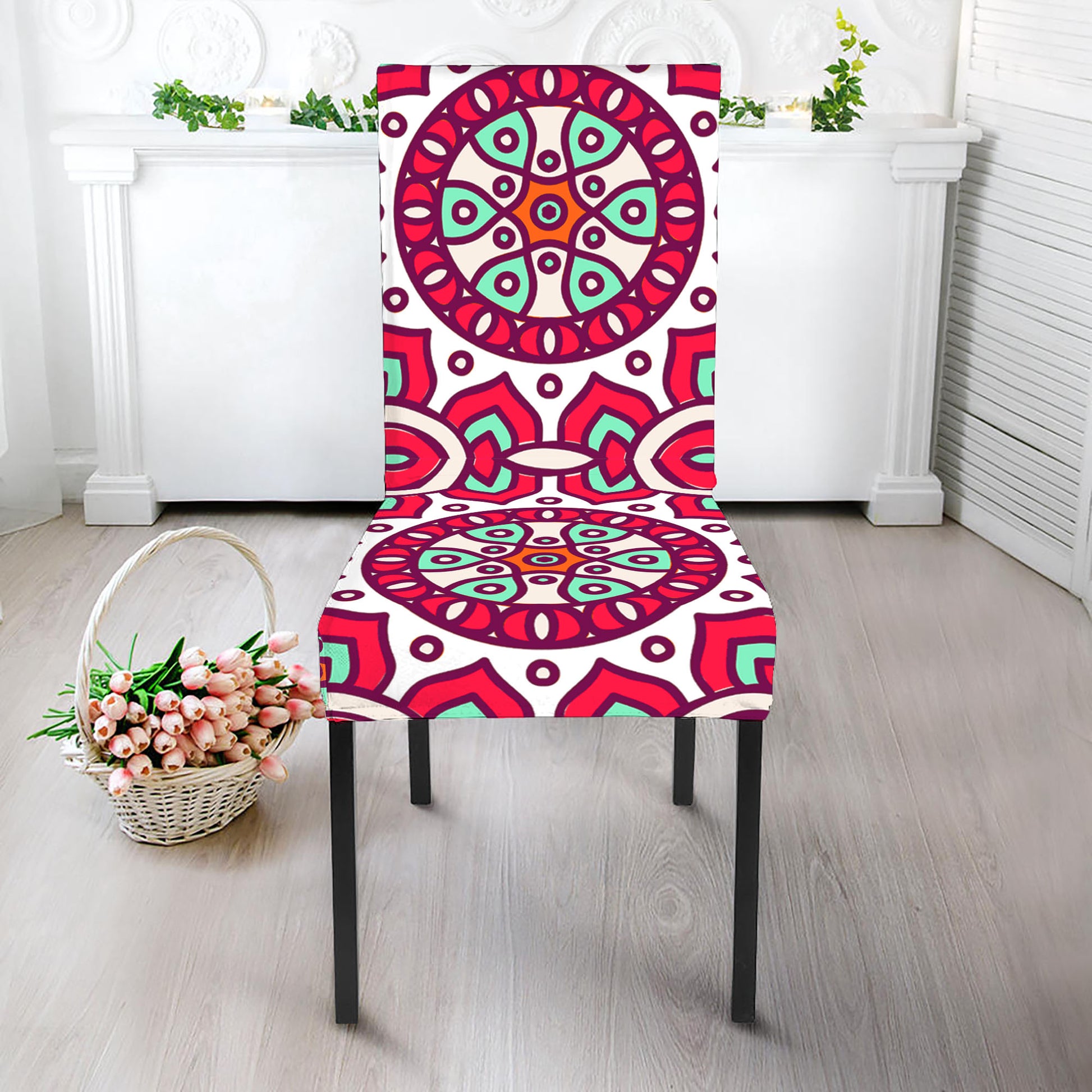Vintage Indian Mandala Print Dining Chair Slipcover