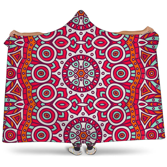 Vintage Indian Mandala Print Hooded Blanket