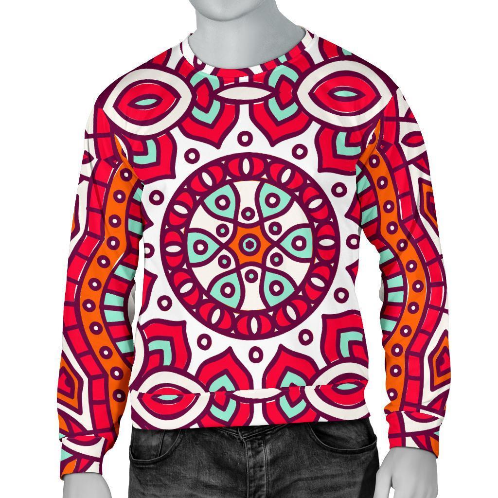 Vintage Indian Mandala Print Men's Crewneck Sweatshirt GearFrost
