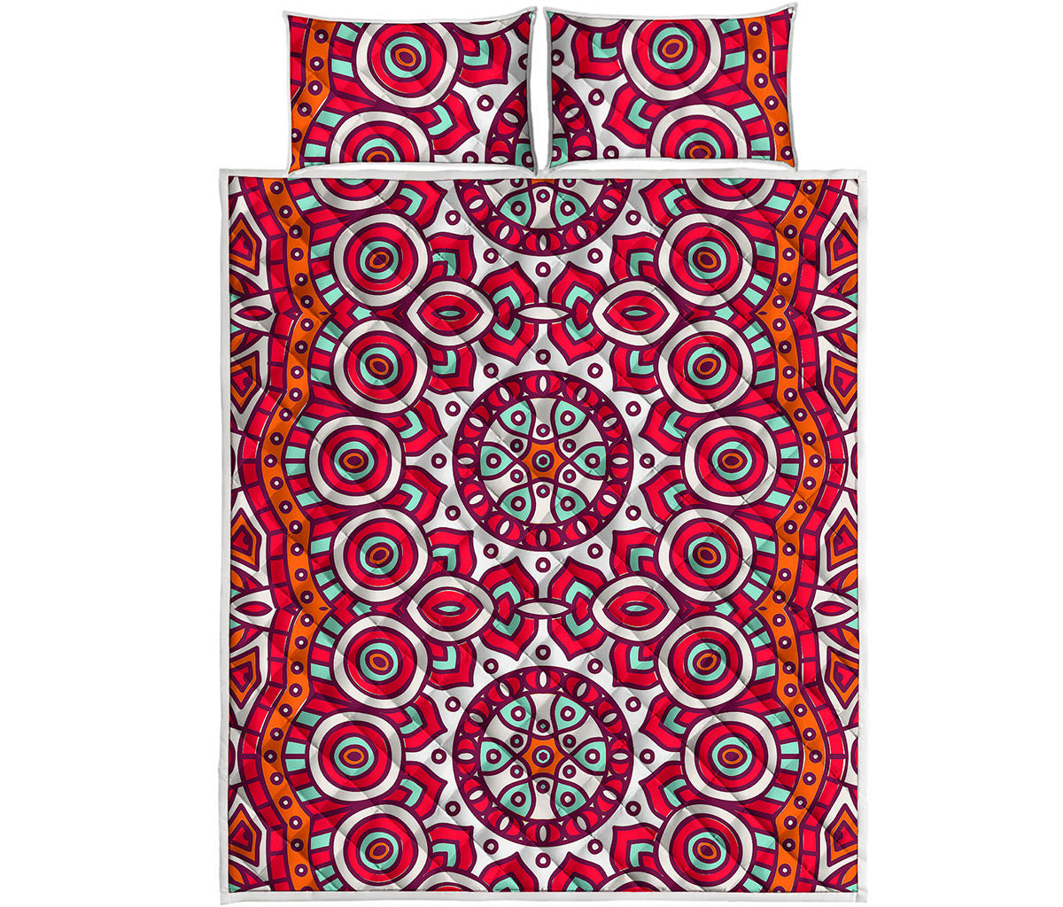 Vintage Indian Mandala Print Quilt Bed Set
