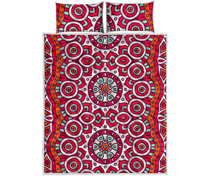 Vintage Indian Mandala Print Quilt Bed Set