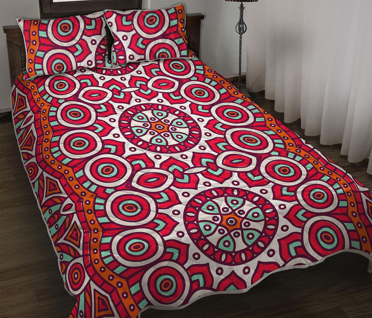 Vintage Indian Mandala Print Quilt Bed Set