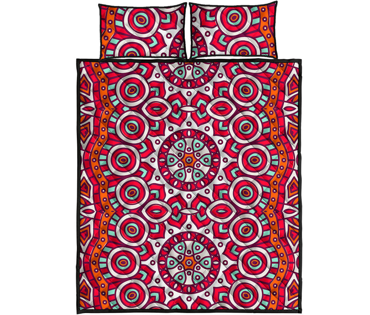 Vintage Indian Mandala Print Quilt Bed Set