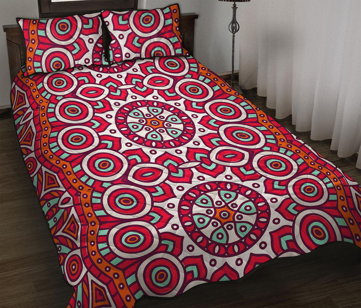 Vintage Indian Mandala Print Quilt Bed Set