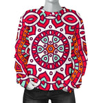 Vintage Indian Mandala Print Women's Crewneck Sweatshirt GearFrost