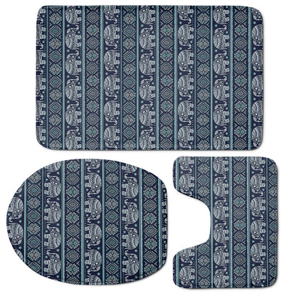 Vintage Indian Tribal Pattern Print 3 Piece Bath Mat Set