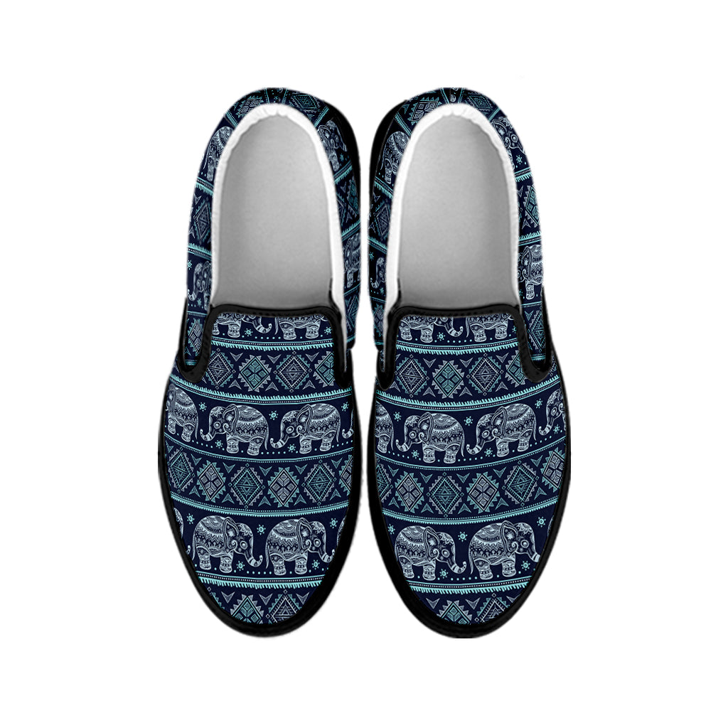 Vintage Indian Tribal Pattern Print Black Slip On Shoes