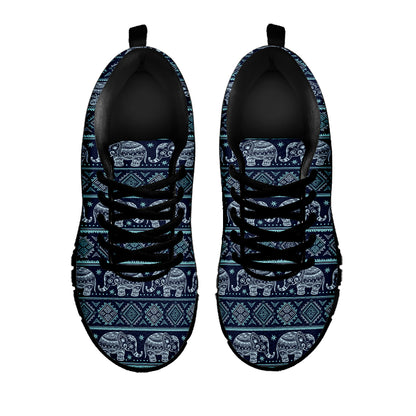 Vintage Indian Tribal Pattern Print Black Sneakers