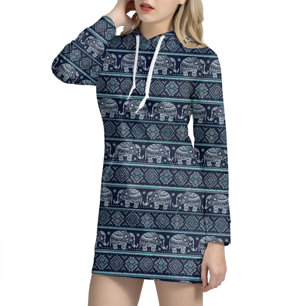 Vintage Indian Tribal Pattern Print Hoodie Dress