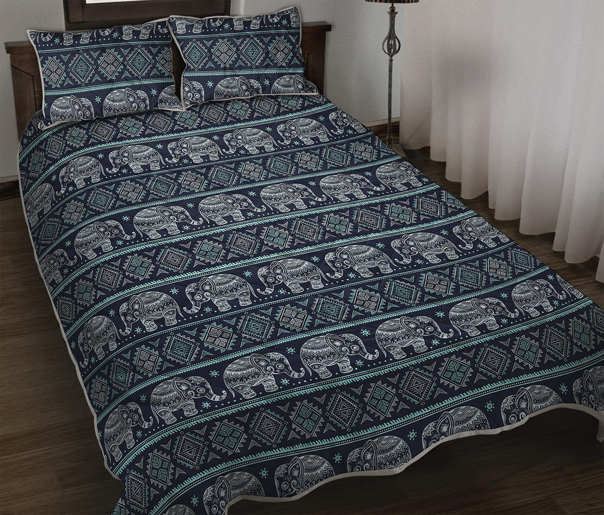 Vintage Indian Tribal Pattern Print Quilt Bed Set