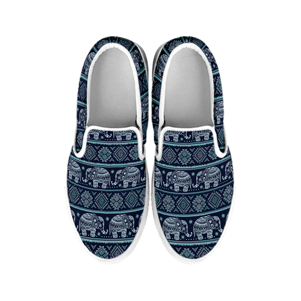Vintage Indian Tribal Pattern Print White Slip On Shoes